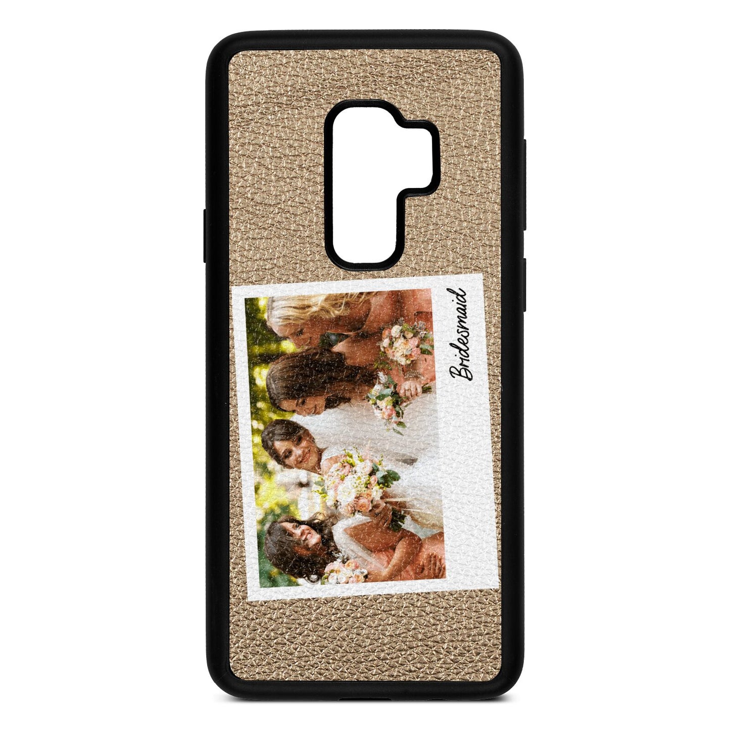 Bridesmaid Photo Gold Pebble Leather Samsung S9 Plus Case