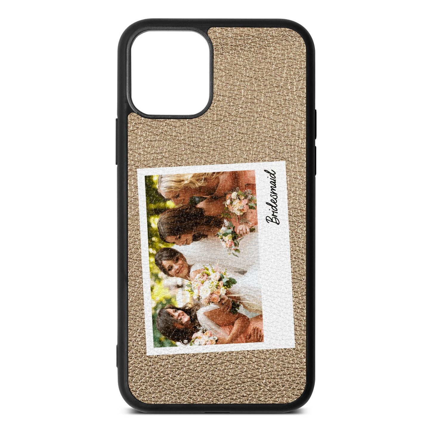 Bridesmaid Photo Gold Pebble Leather iPhone 11 Pro Case