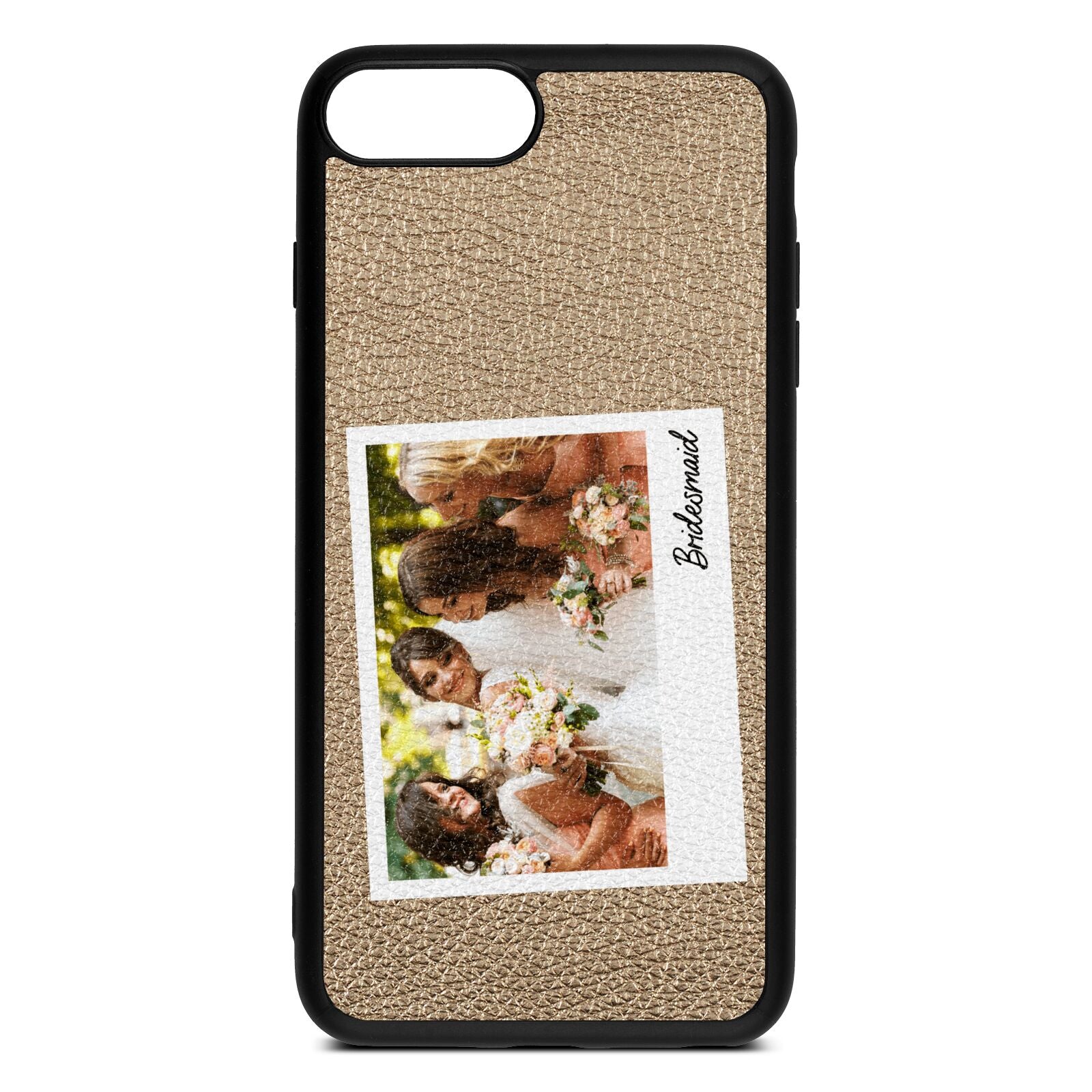 Bridesmaid Photo Gold Pebble Leather iPhone 8 Plus Case