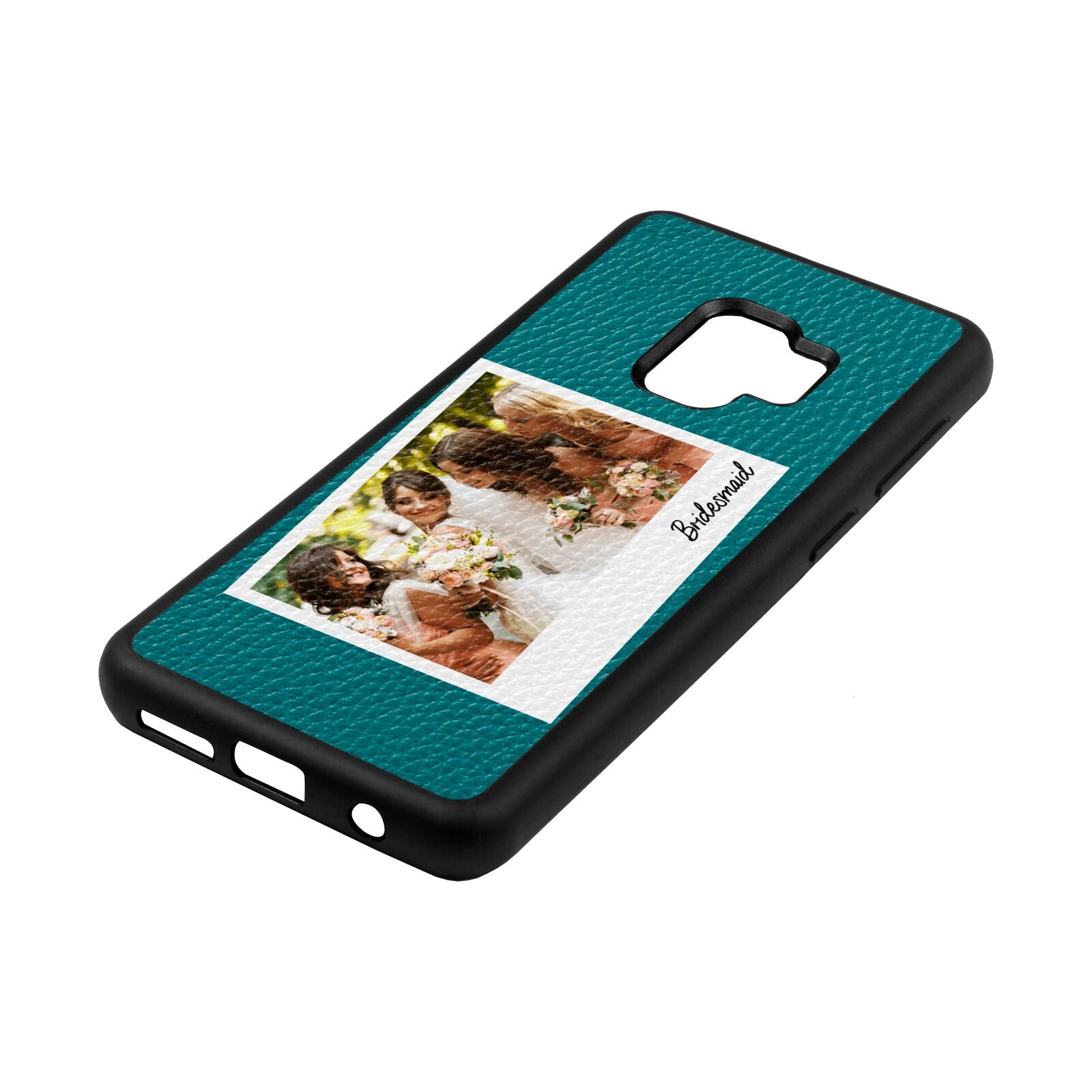 Bridesmaid Photo Green Pebble Leather Samsung S9 Case Side Angle