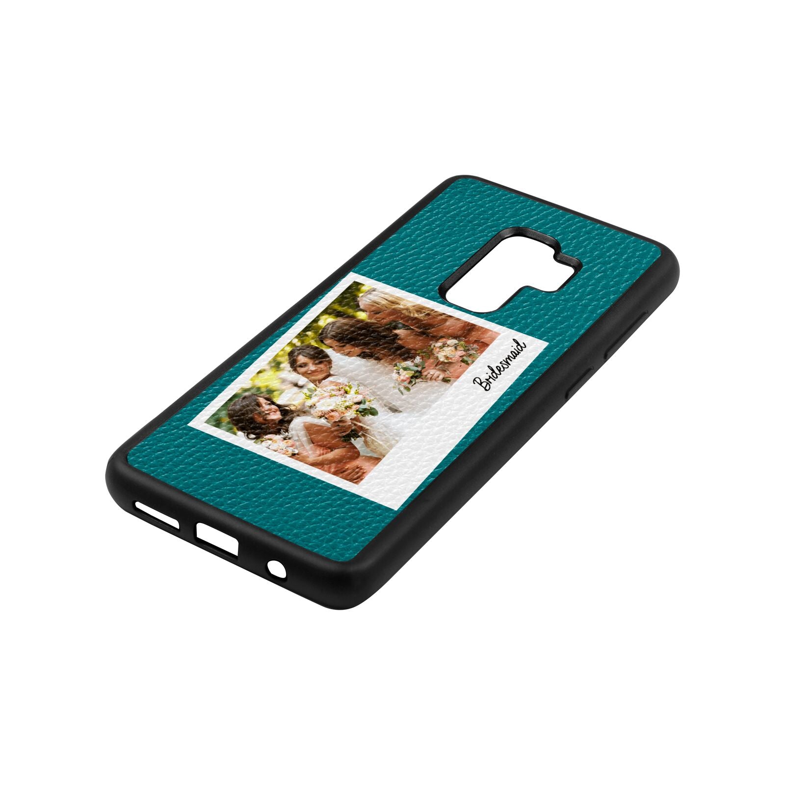 Bridesmaid Photo Green Pebble Leather Samsung S9 Plus Case Side Angle