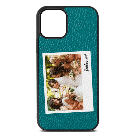 Bridesmaid Photo Green Pebble Leather iPhone 12 Case