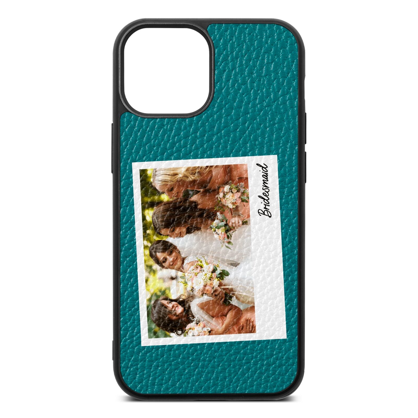 Bridesmaid Photo Green Pebble Leather iPhone 13 Mini Case