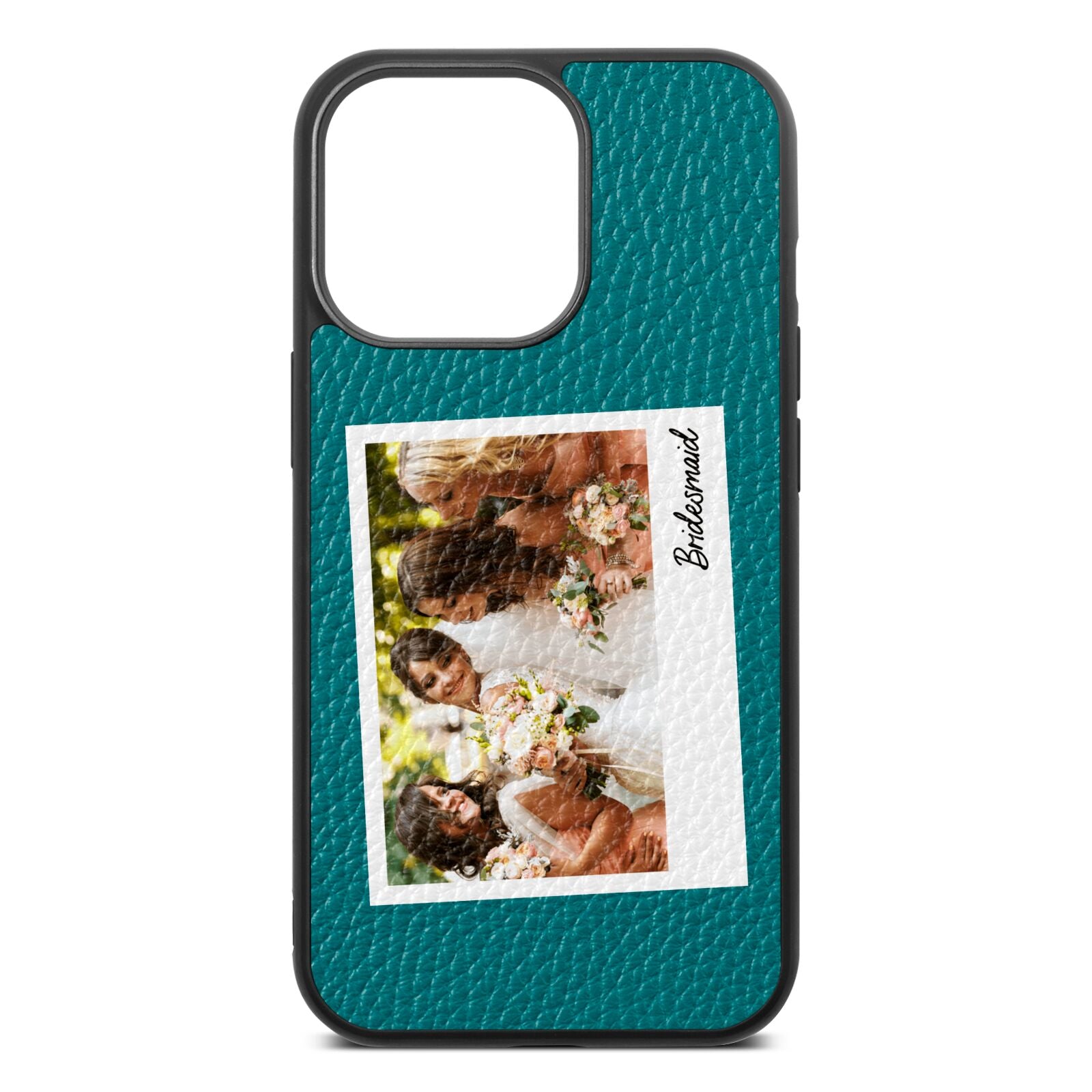 Bridesmaid Photo Green Pebble Leather iPhone 13 Pro Case