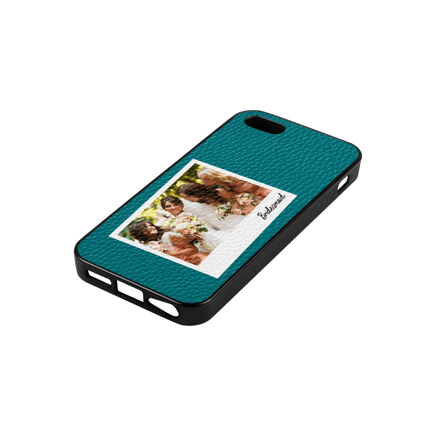 Bridesmaid Photo Green Pebble Leather iPhone 5 Case Side Angle