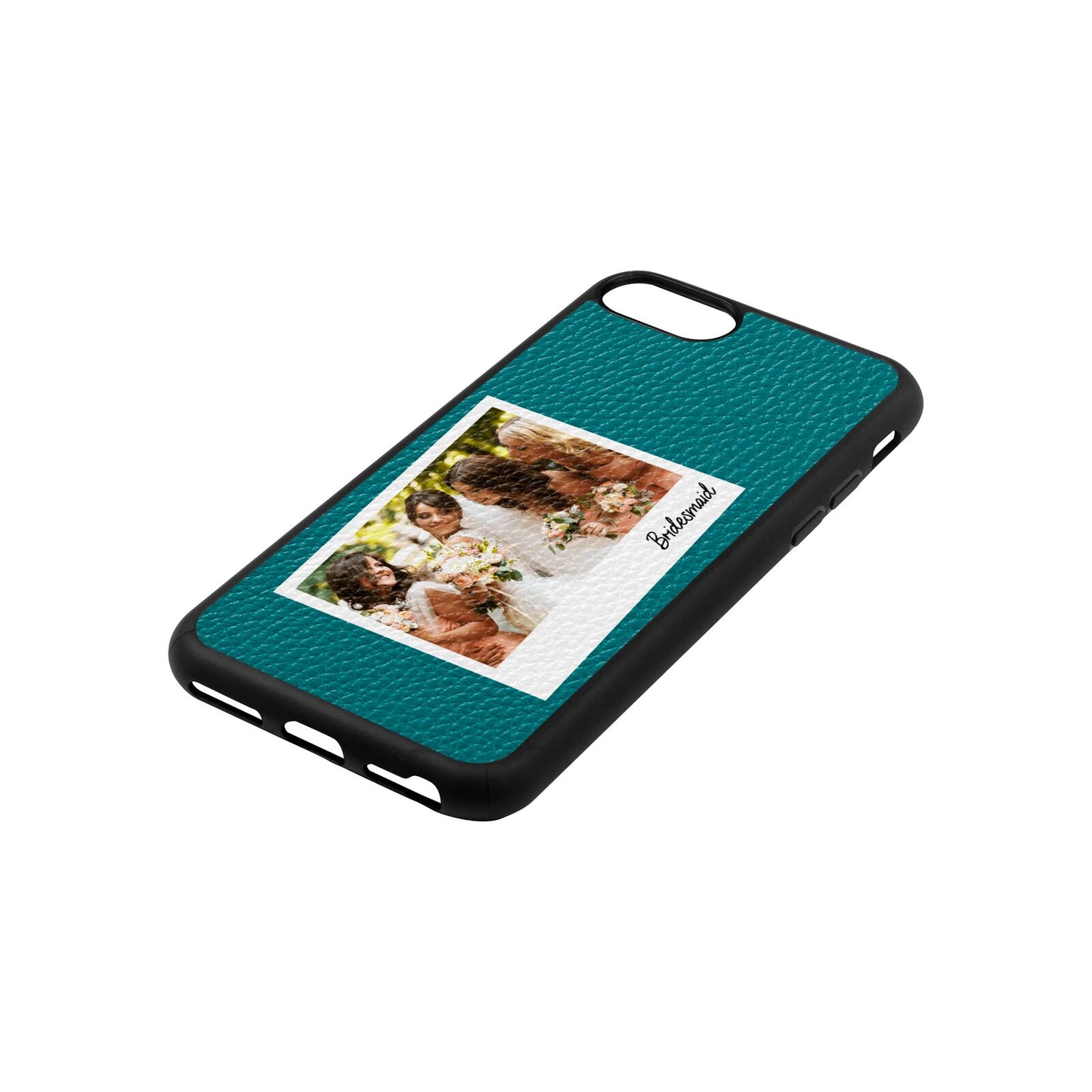 Bridesmaid Photo Green Pebble Leather iPhone 8 Case Side Angle