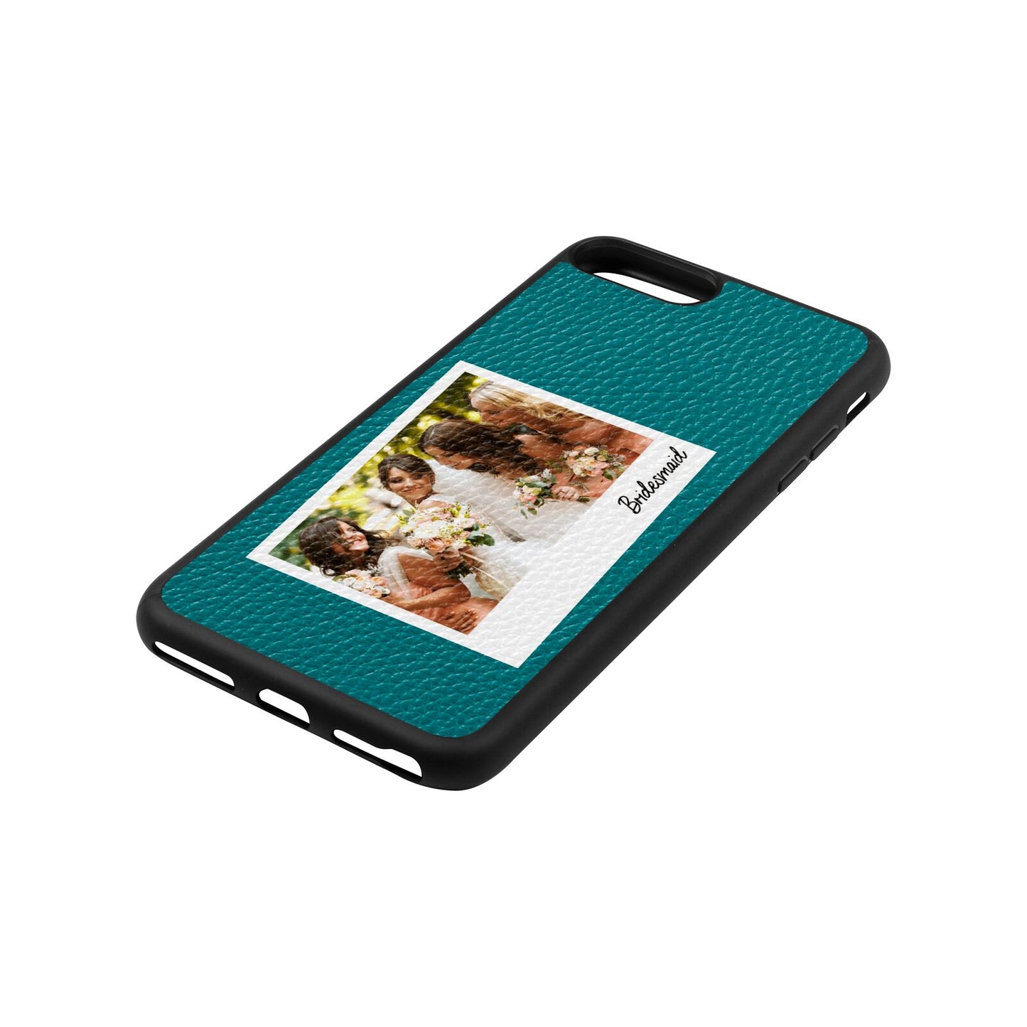 Bridesmaid Photo Green Pebble Leather iPhone 8 Plus Case Side Angle