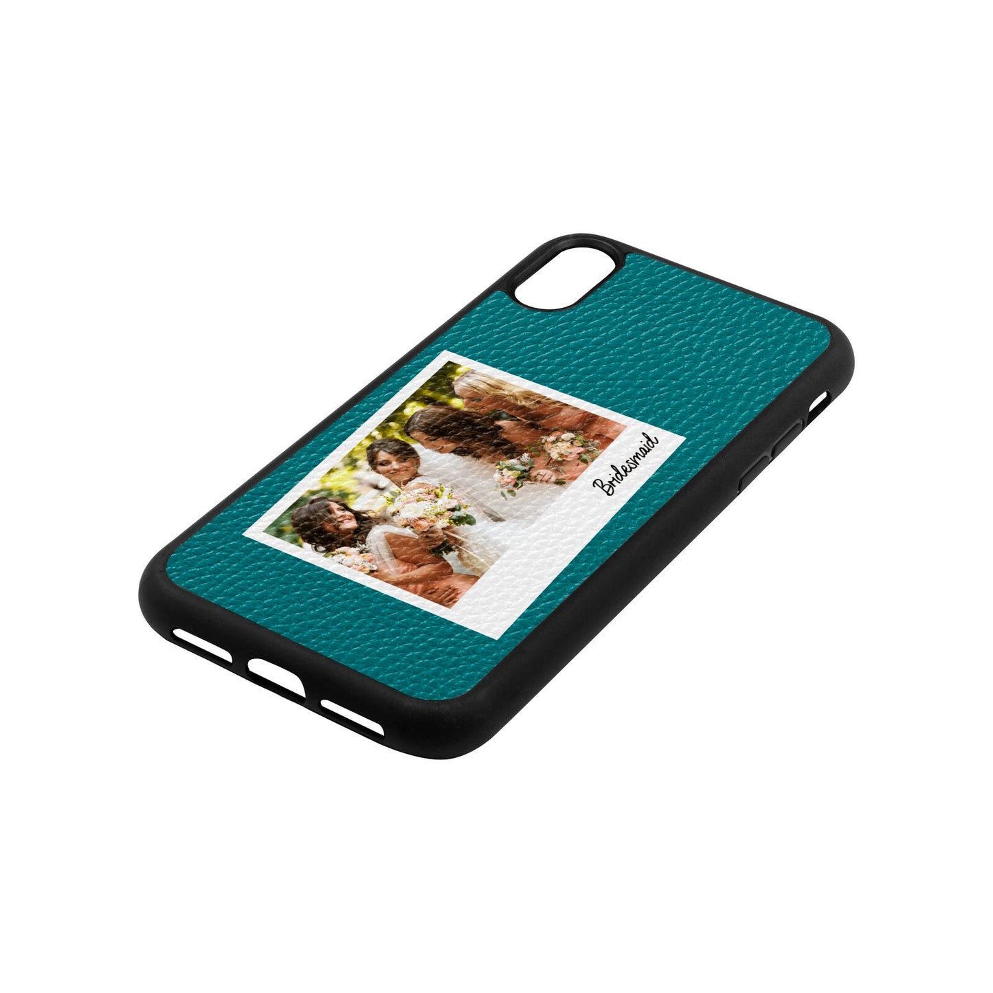 Bridesmaid Photo Green Pebble Leather iPhone Xr Case Side Angle