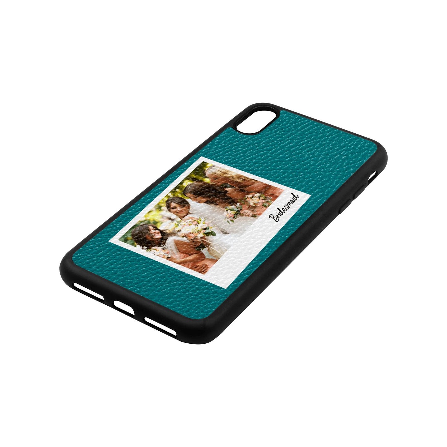 Bridesmaid Photo Green Pebble Leather iPhone Xs Max Case Side Angle
