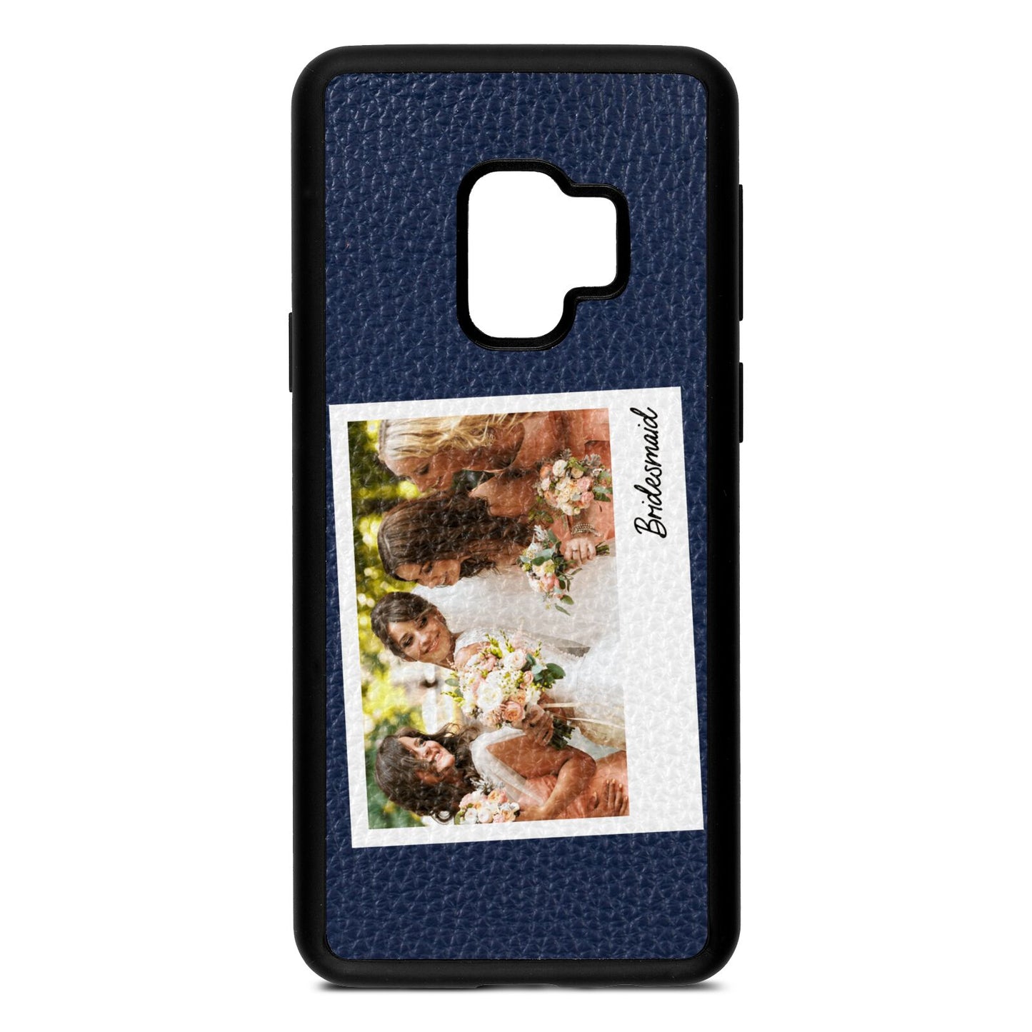 Bridesmaid Photo Navy Blue Pebble Leather Samsung S9 Case