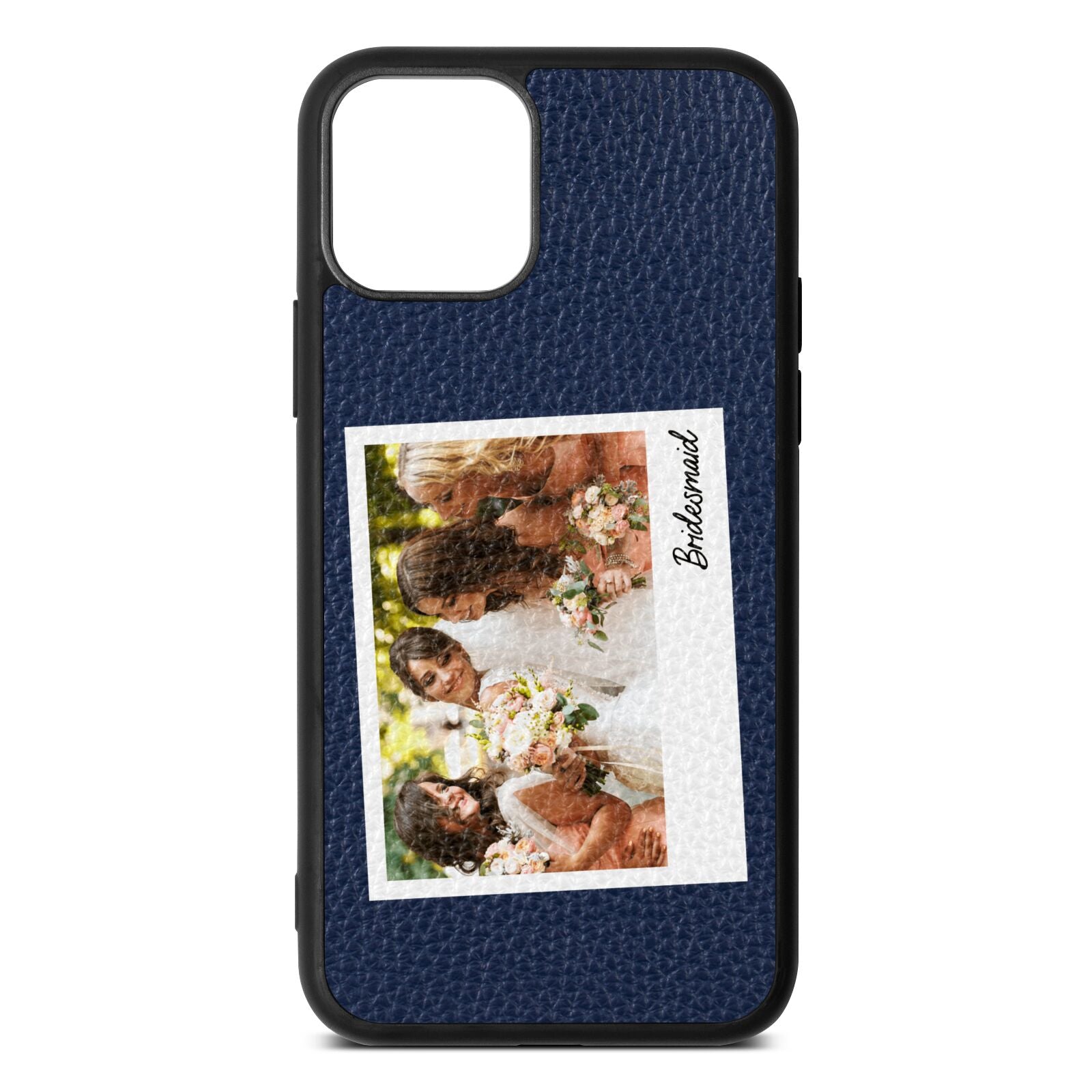 Bridesmaid Photo Navy Blue Pebble Leather iPhone 11 Case