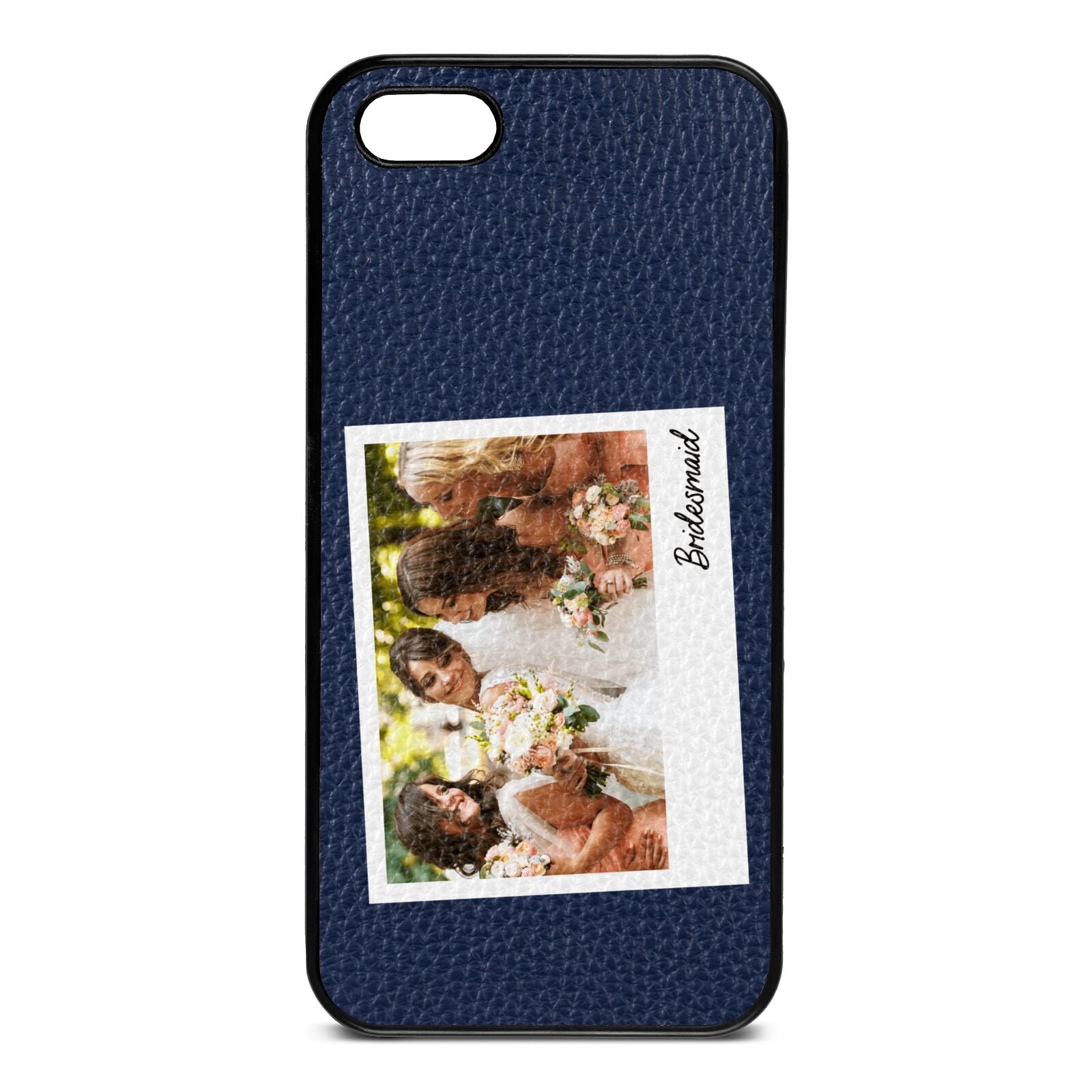 Bridesmaid Photo Navy Blue Pebble Leather iPhone 5 Case