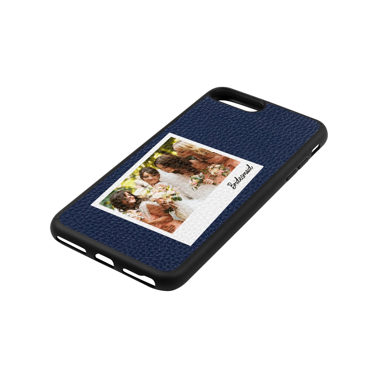 Bridesmaid Photo Navy Blue Pebble Leather iPhone 8 Plus Case Side Angle