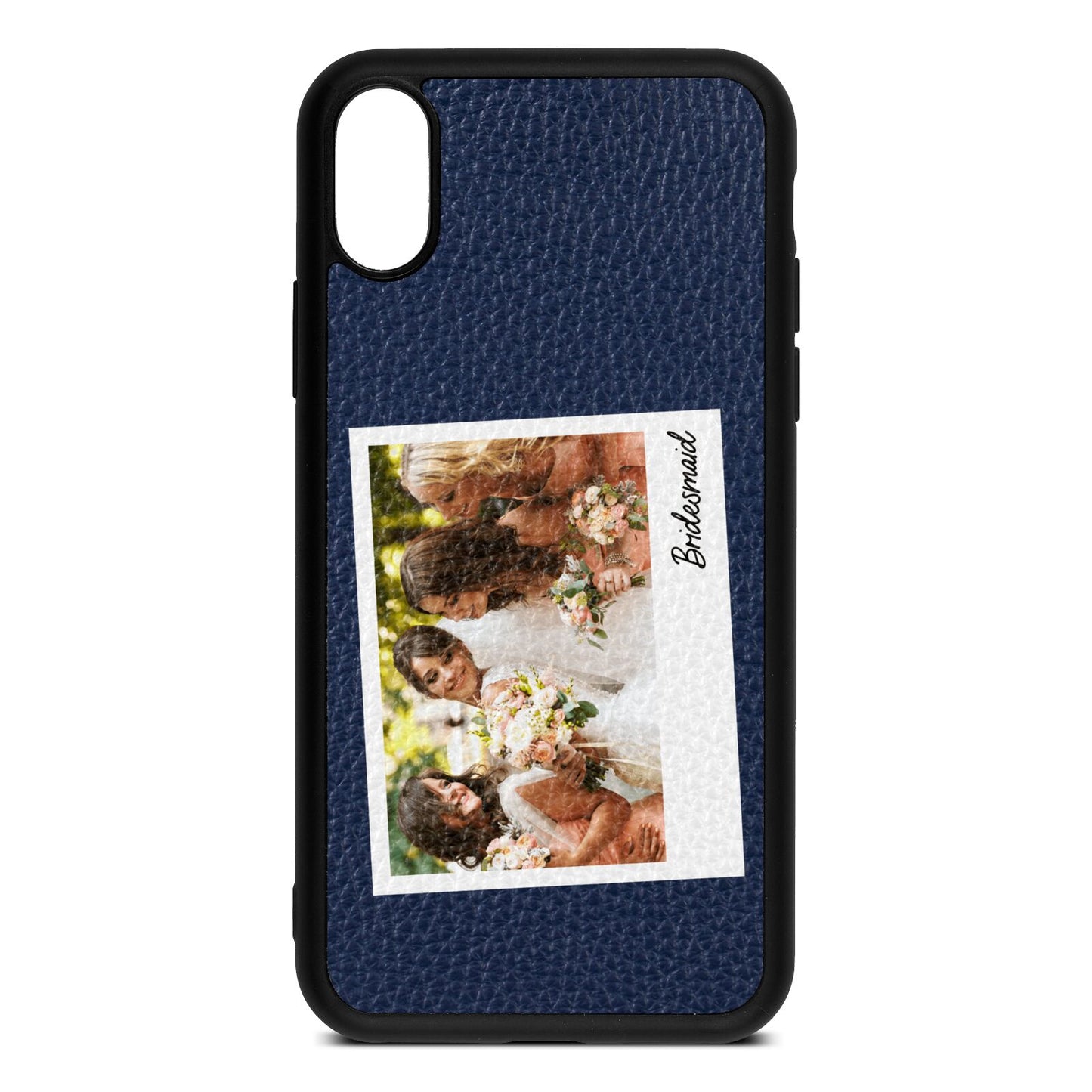 Bridesmaid Photo Navy Blue Pebble Leather iPhone Xs Case