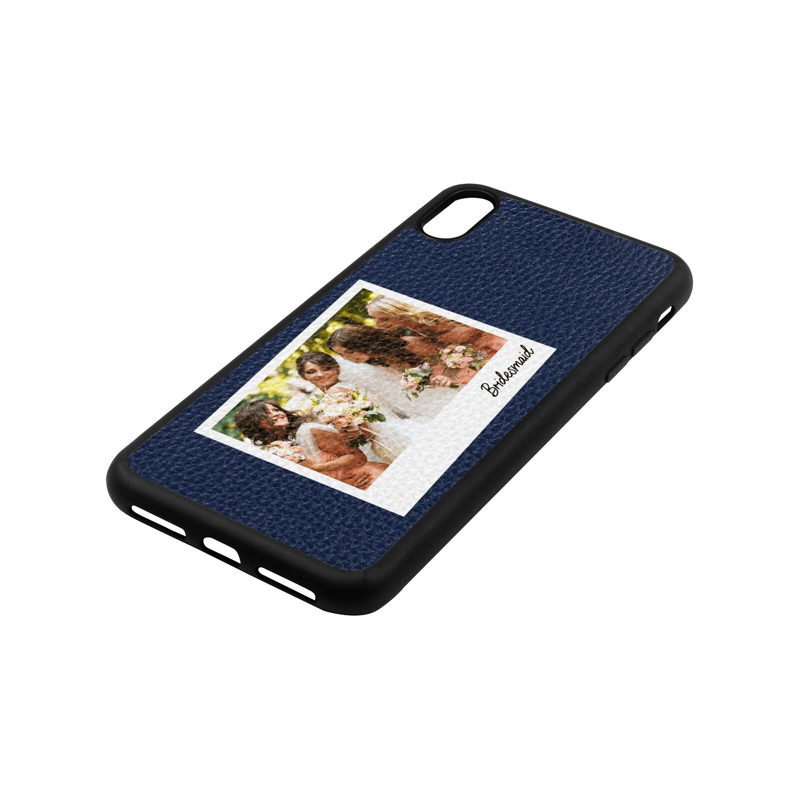 Bridesmaid Photo Navy Blue Pebble Leather iPhone Xs Max Case Side Image