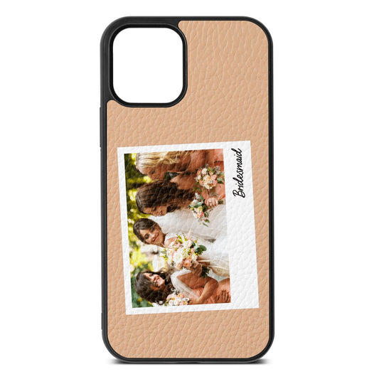 Bridesmaid Photo Nude Pebble Leather iPhone 12 Case