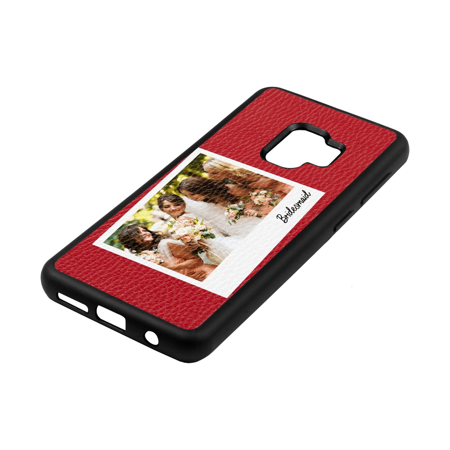 Bridesmaid Photo Red Pebble Leather Samsung S9 Case Side Angle