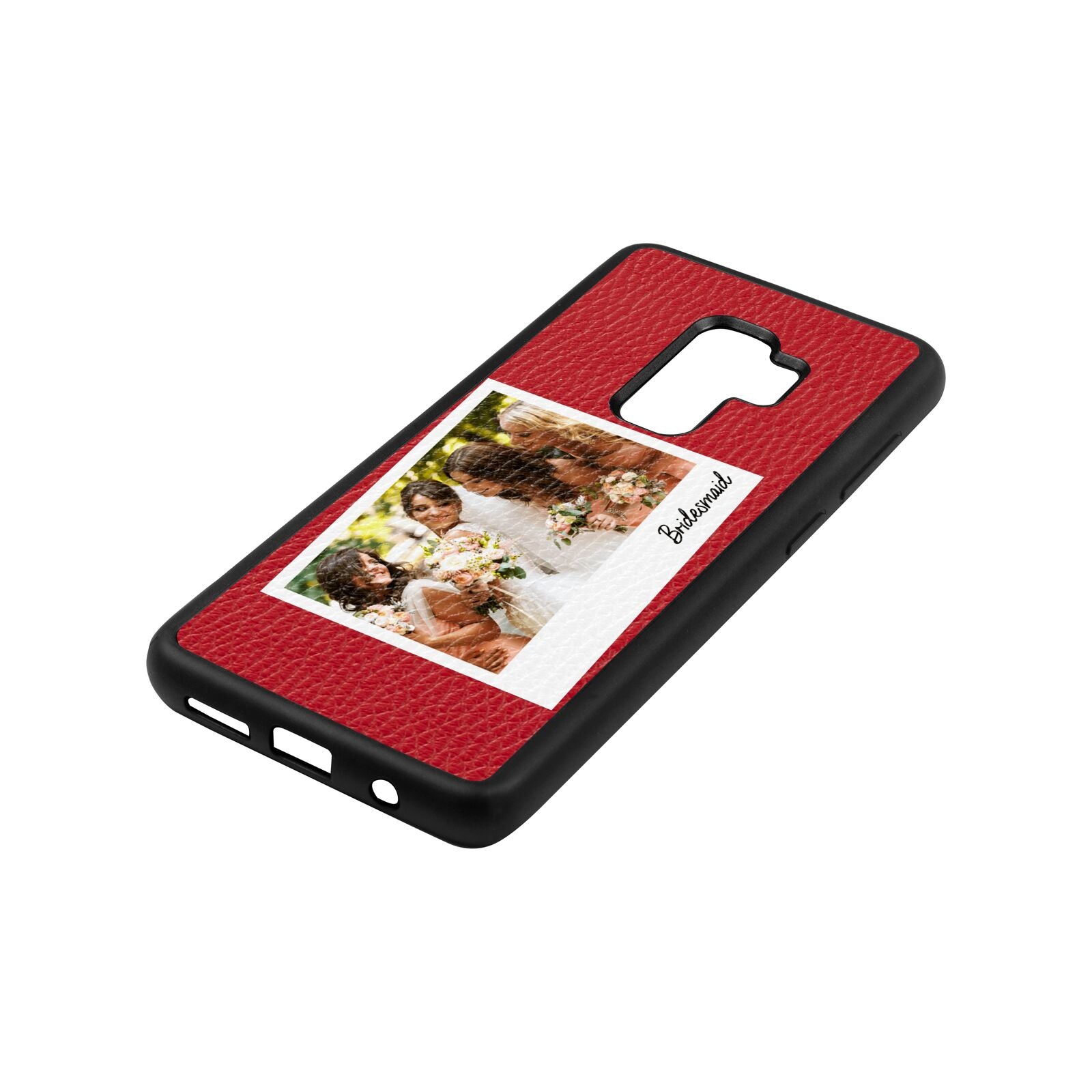 Bridesmaid Photo Red Pebble Leather Samsung S9 Plus Case Side Angle