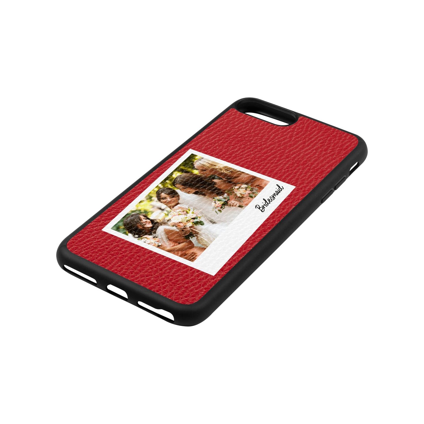 Bridesmaid Photo Red Pebble Leather iPhone 8 Plus Case Side Angle