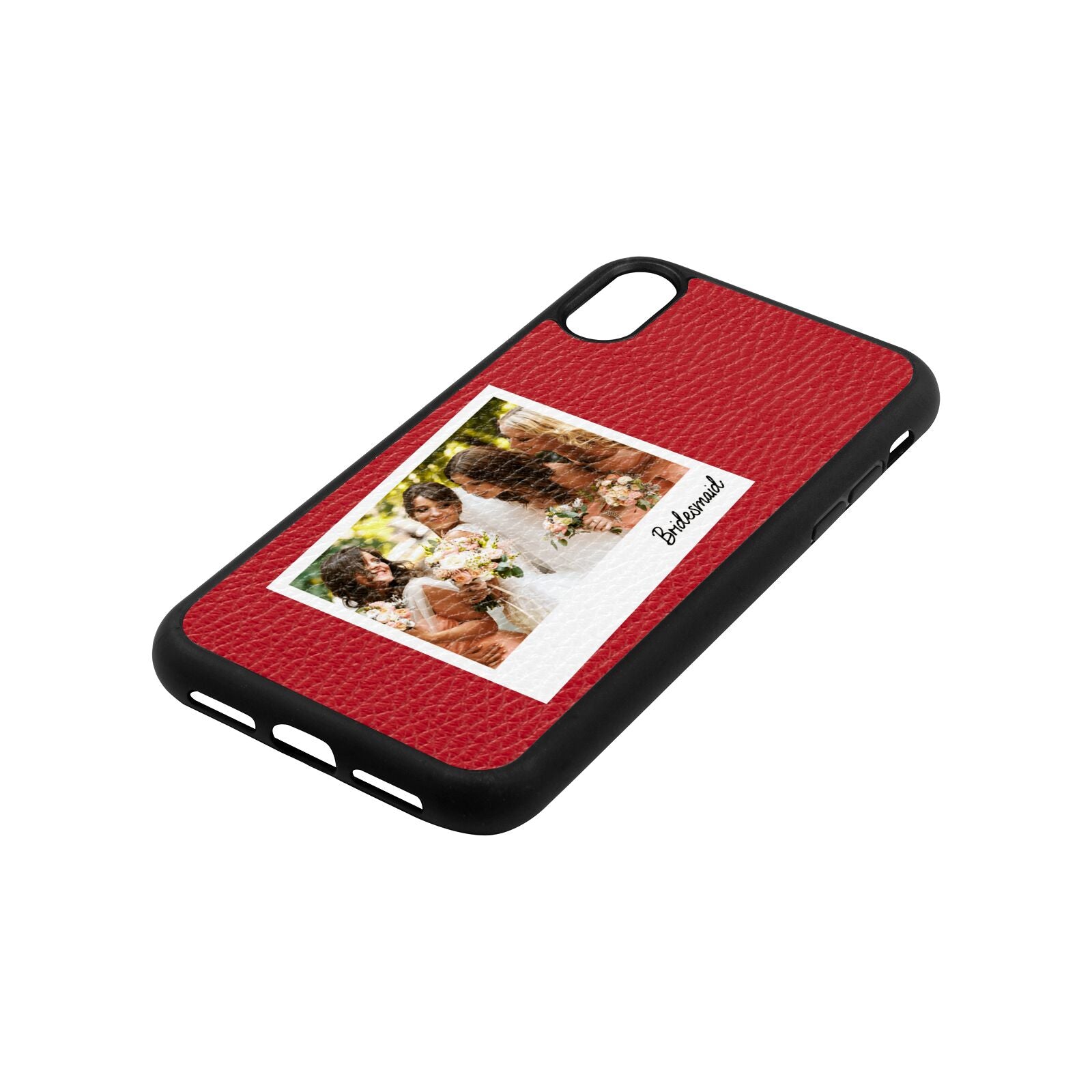 Bridesmaid Photo Red Pebble Leather iPhone Xr Case Side Angle