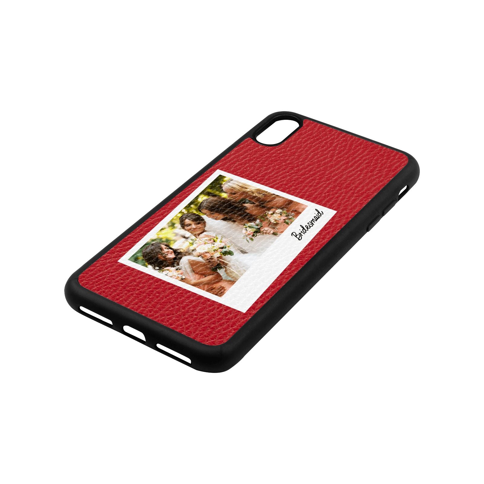 Bridesmaid Photo Red Pebble Leather iPhone Xs Max Case Side Angle