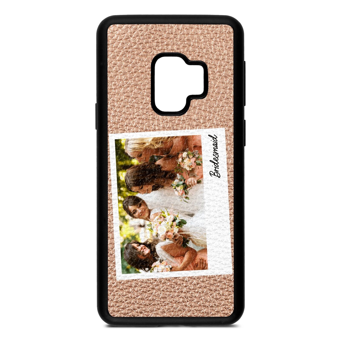 Bridesmaid Photo Rose Gold Pebble Leather Samsung S9 Case