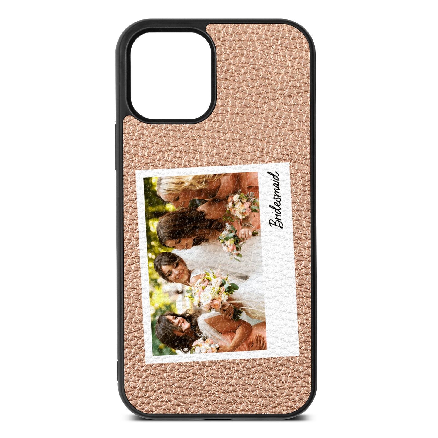 Bridesmaid Photo Rose Gold Pebble Leather iPhone 12 Case