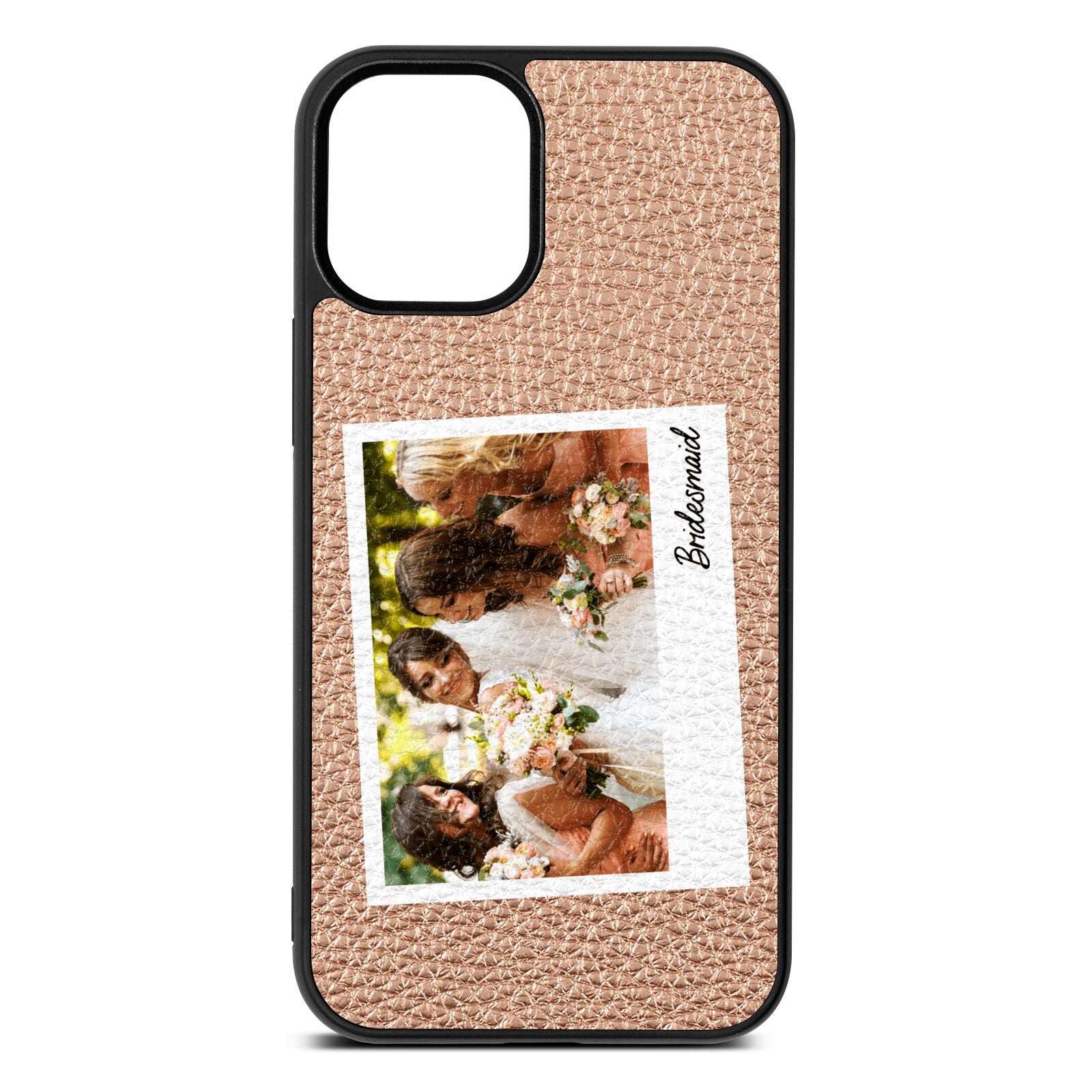 Bridesmaid Photo Rose Gold Pebble Leather iPhone 12 Mini Case