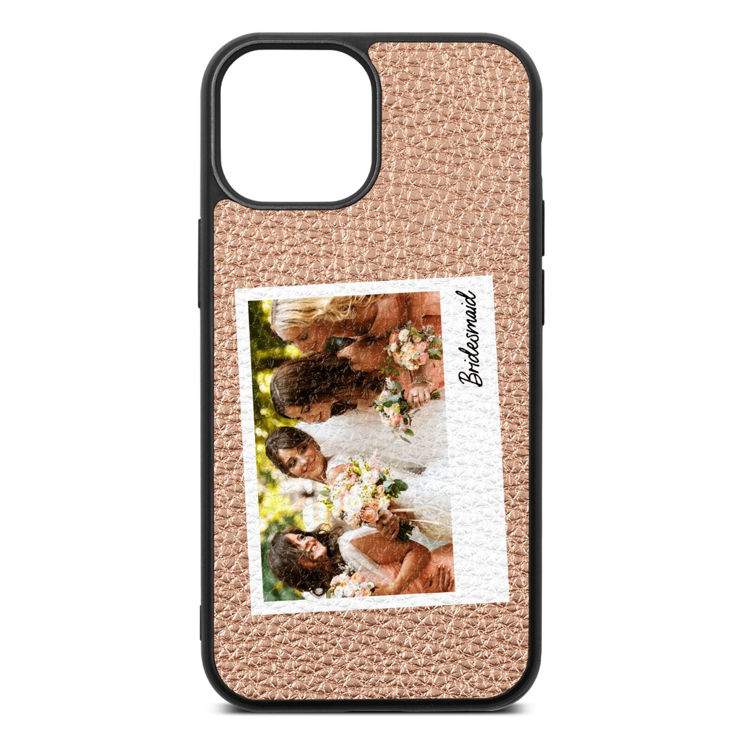 Bridesmaid Photo Rose Gold Pebble Leather iPhone 13 Mini Case