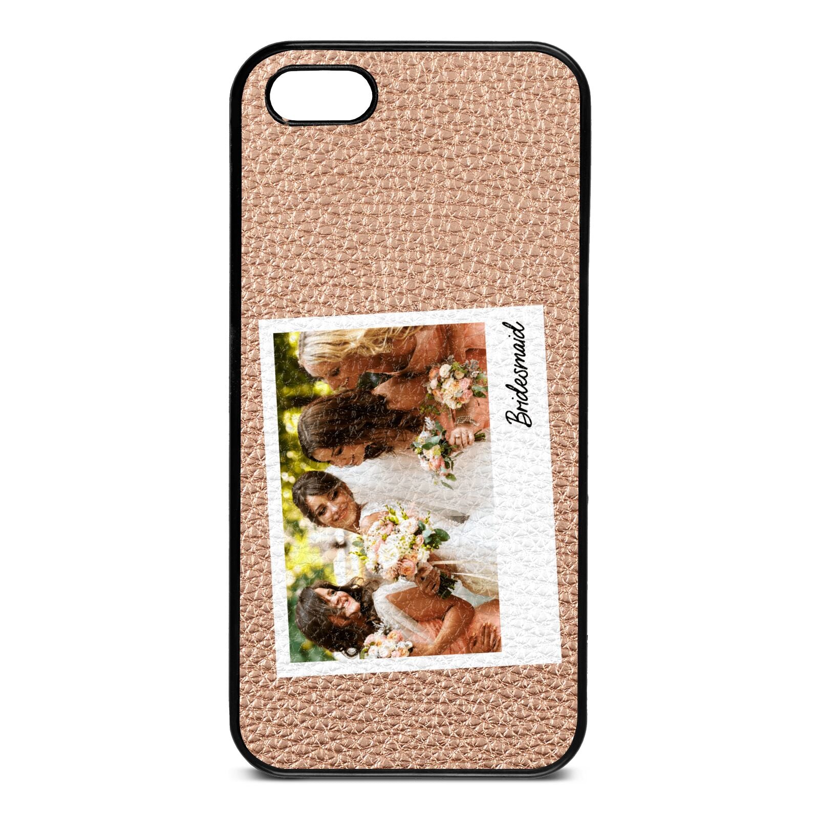 Bridesmaid Photo Rose Gold Pebble Leather iPhone 5 Case