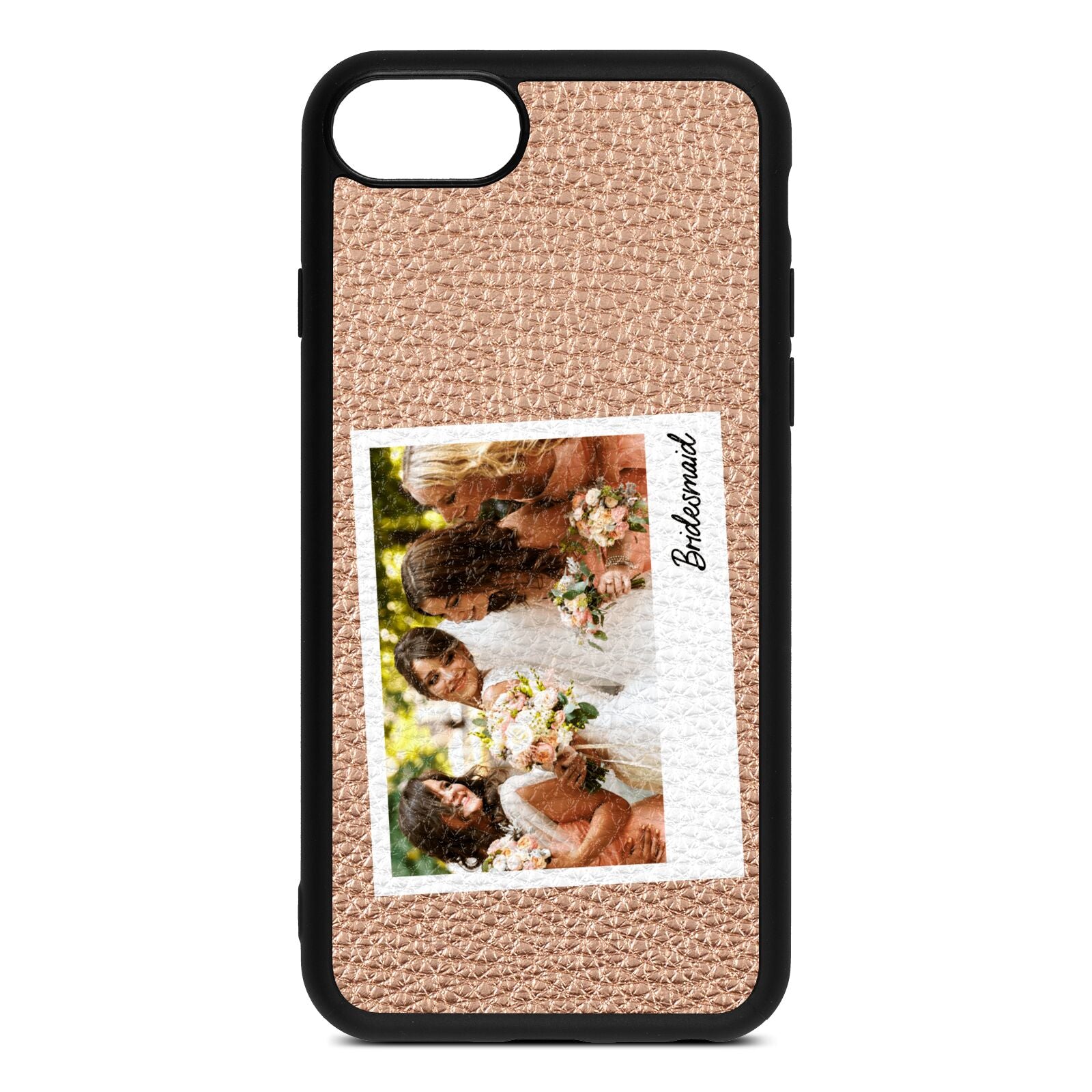 Bridesmaid Photo Rose Gold Pebble Leather iPhone 8 Case