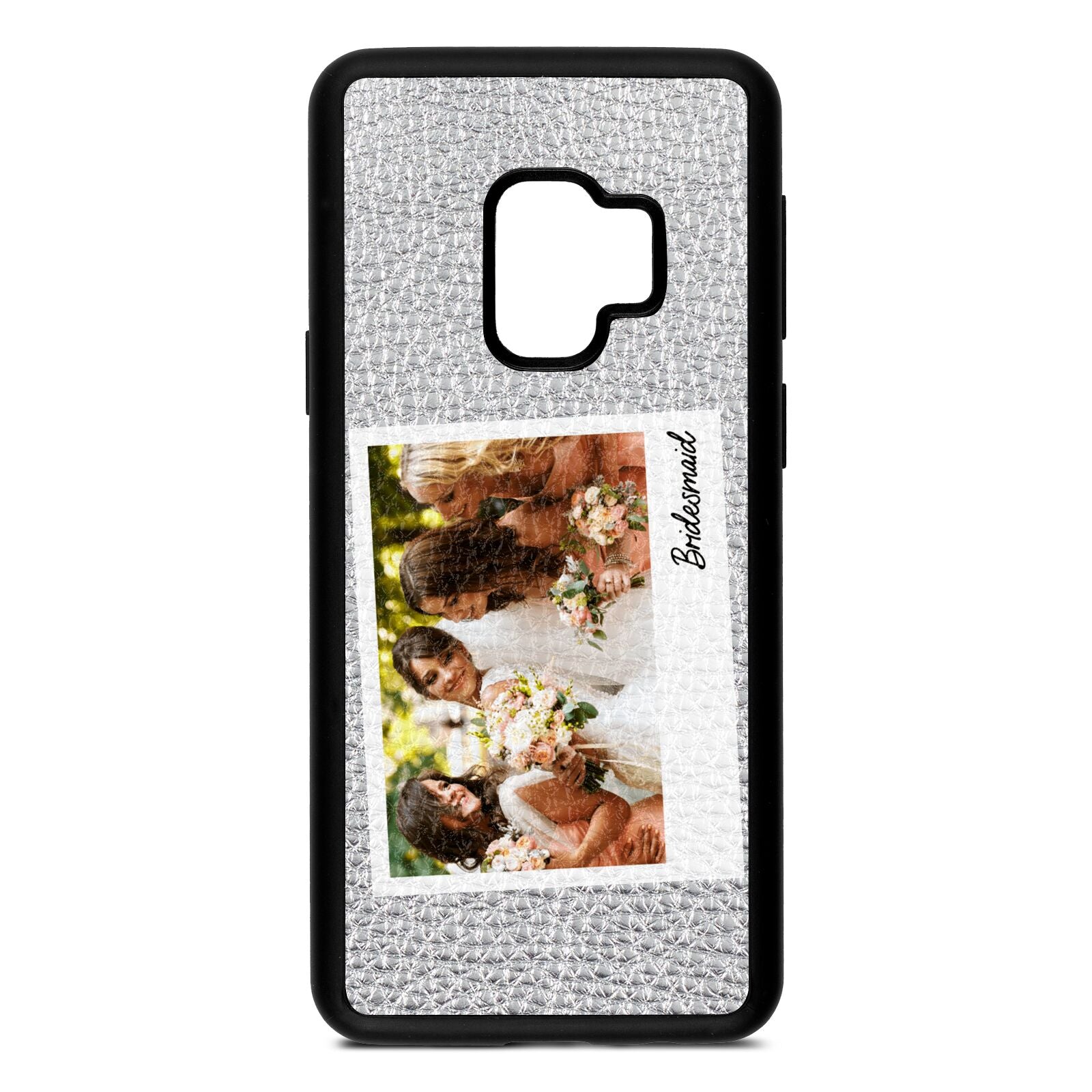 Bridesmaid Photo Silver Pebble Leather Samsung S9 Case