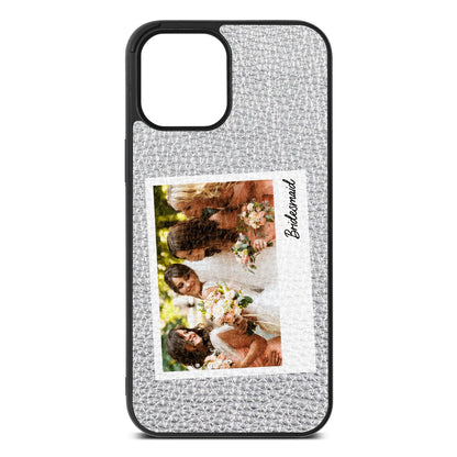 Bridesmaid Photo Silver Pebble Leather iPhone 12 Pro Max Case