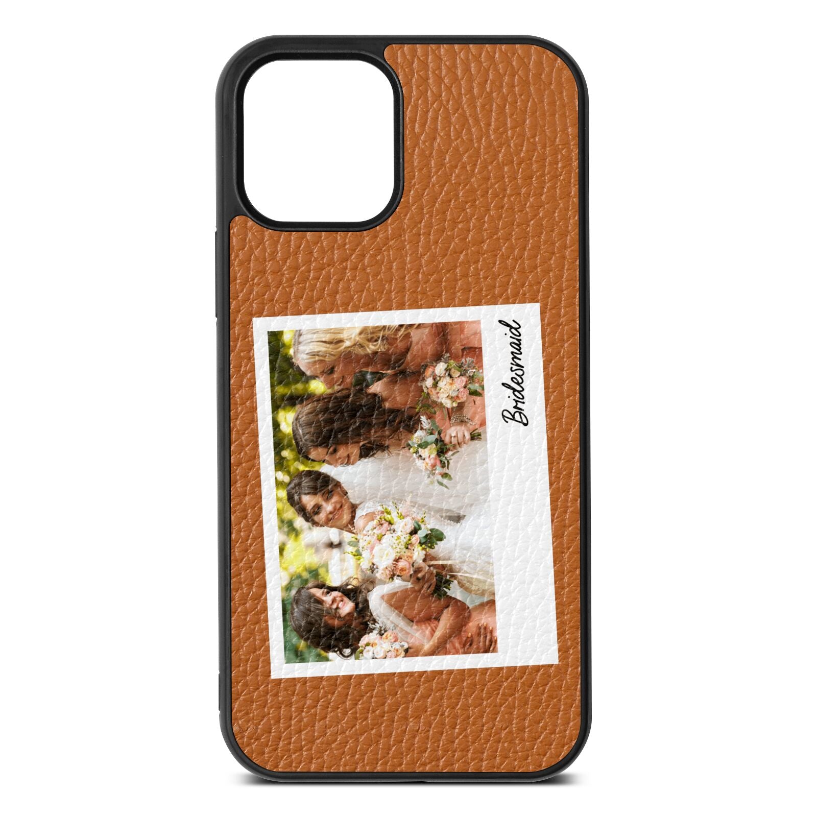 Bridesmaid Photo Tan Pebble Leather iPhone 12 Case