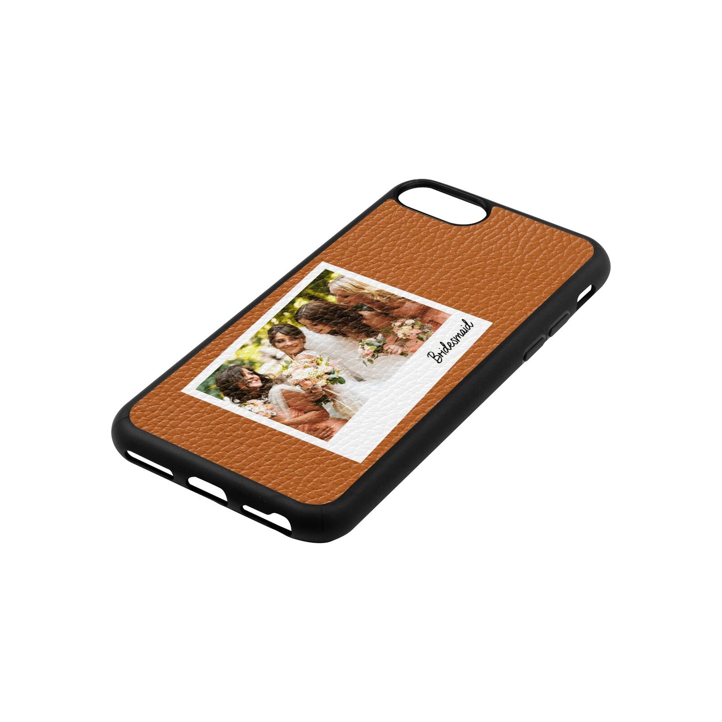 Bridesmaid Photo Tan Pebble Leather iPhone 8 Case Side Angle