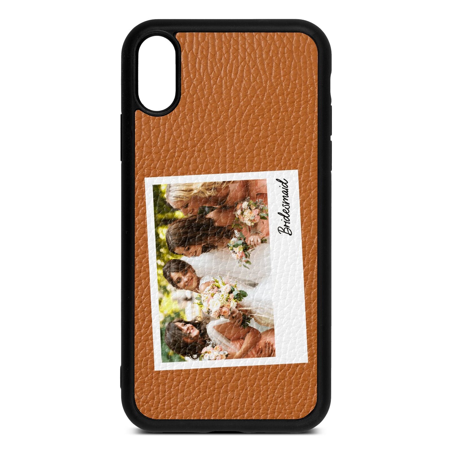 Bridesmaid Photo Tan Pebble Leather iPhone Xr Case