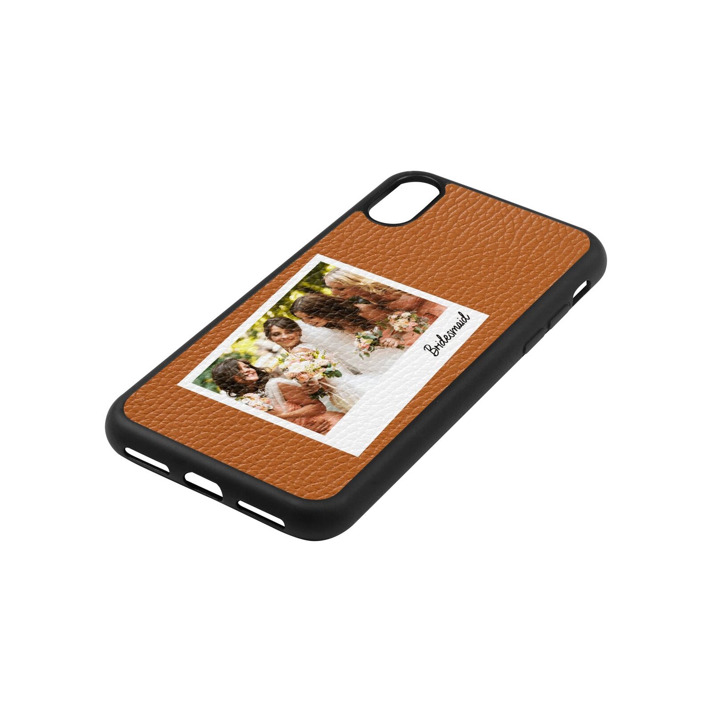 Bridesmaid Photo Tan Pebble Leather iPhone Xs Case Side Angle