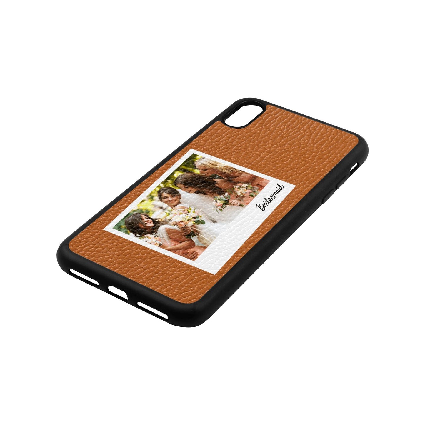 Bridesmaid Photo Tan Pebble Leather iPhone Xs Max Case Side Angle