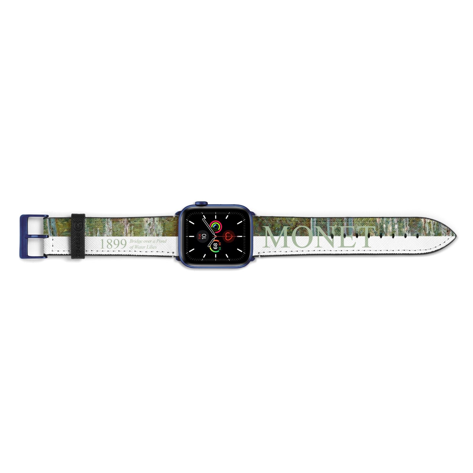 Bridge Over A Pond Of Water Lilies By Monet Apple Watch Strap Landscape Image Blue Hardware