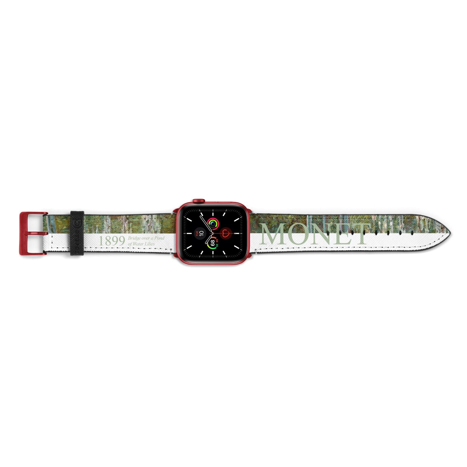 Bridge Over A Pond Of Water Lilies By Monet Apple Watch Strap Landscape Image Red Hardware