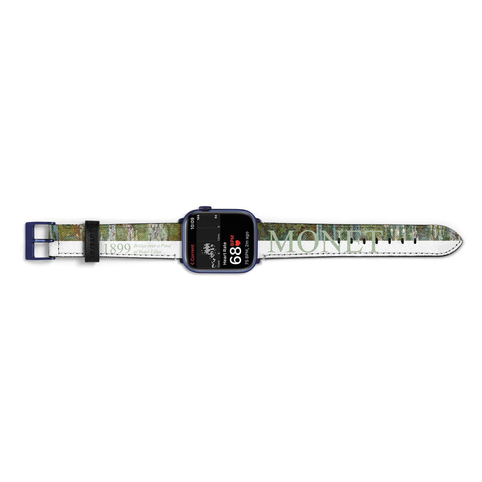 Bridge Over A Pond Of Water Lilies By Monet Apple Watch Strap Size 38mm Landscape Image Blue Hardware