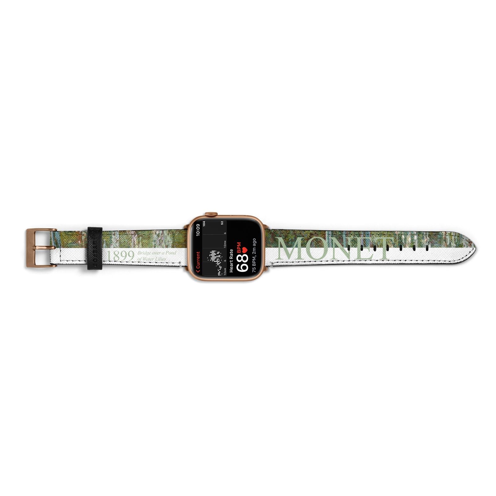 Bridge Over A Pond Of Water Lilies By Monet Apple Watch Strap Size 38mm Landscape Image Gold Hardware