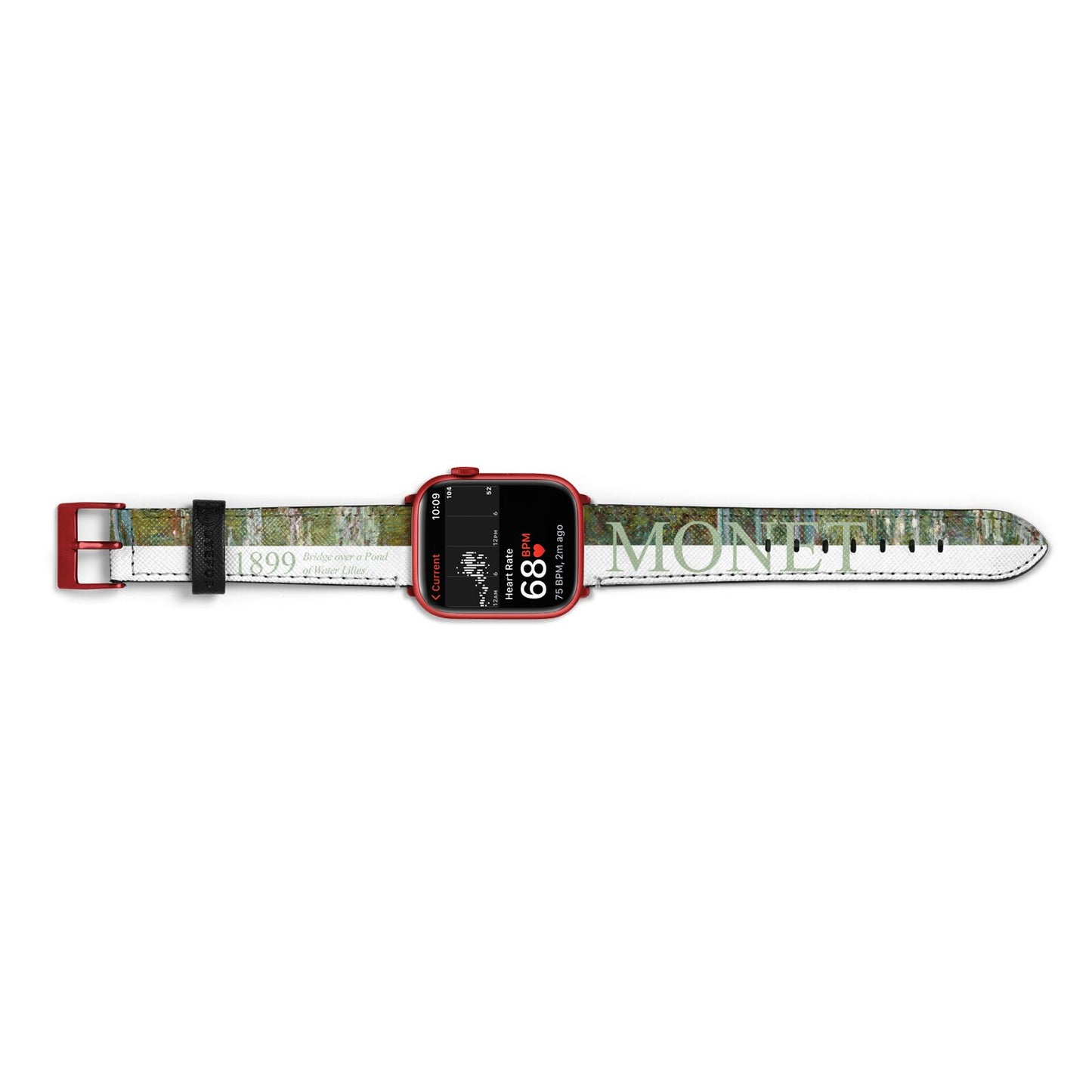 Bridge Over A Pond Of Water Lilies By Monet Apple Watch Strap Size 38mm Landscape Image Red Hardware