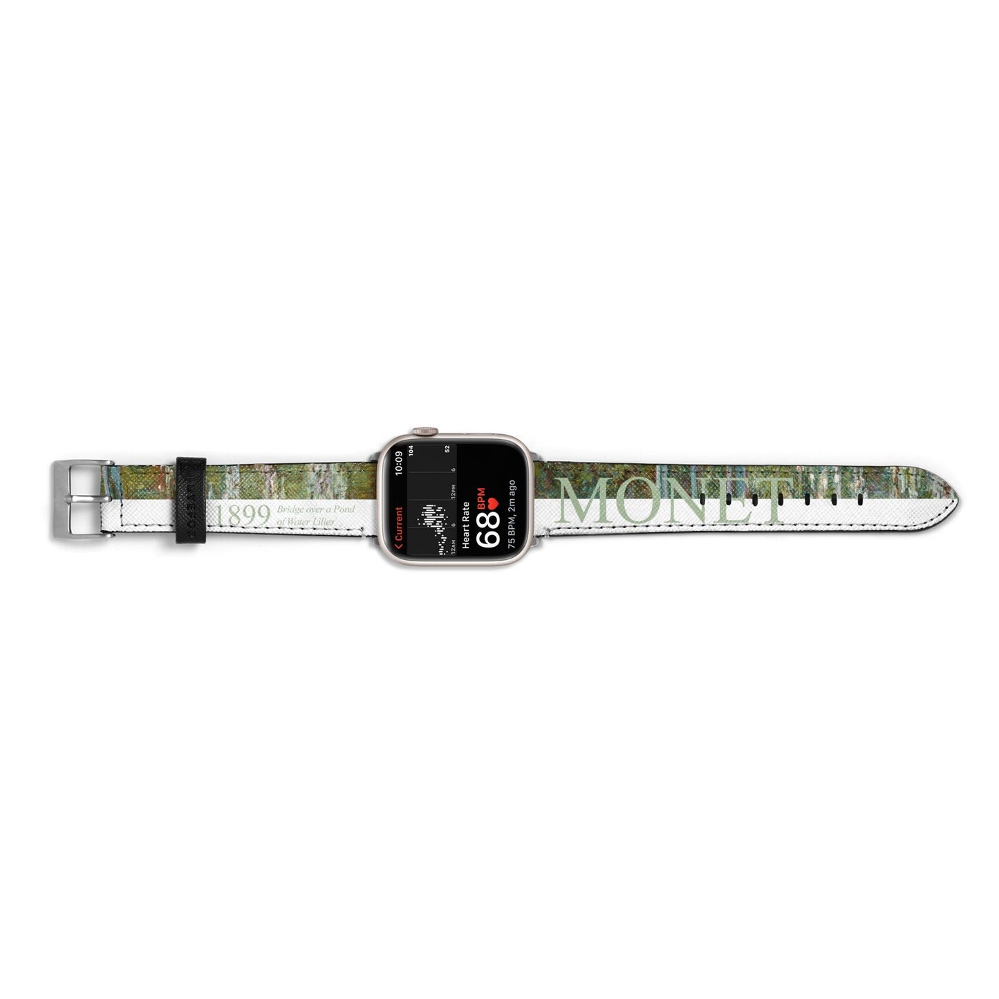 Bridge Over A Pond Of Water Lilies By Monet Apple Watch Strap Size 38mm Landscape Image Silver Hardware