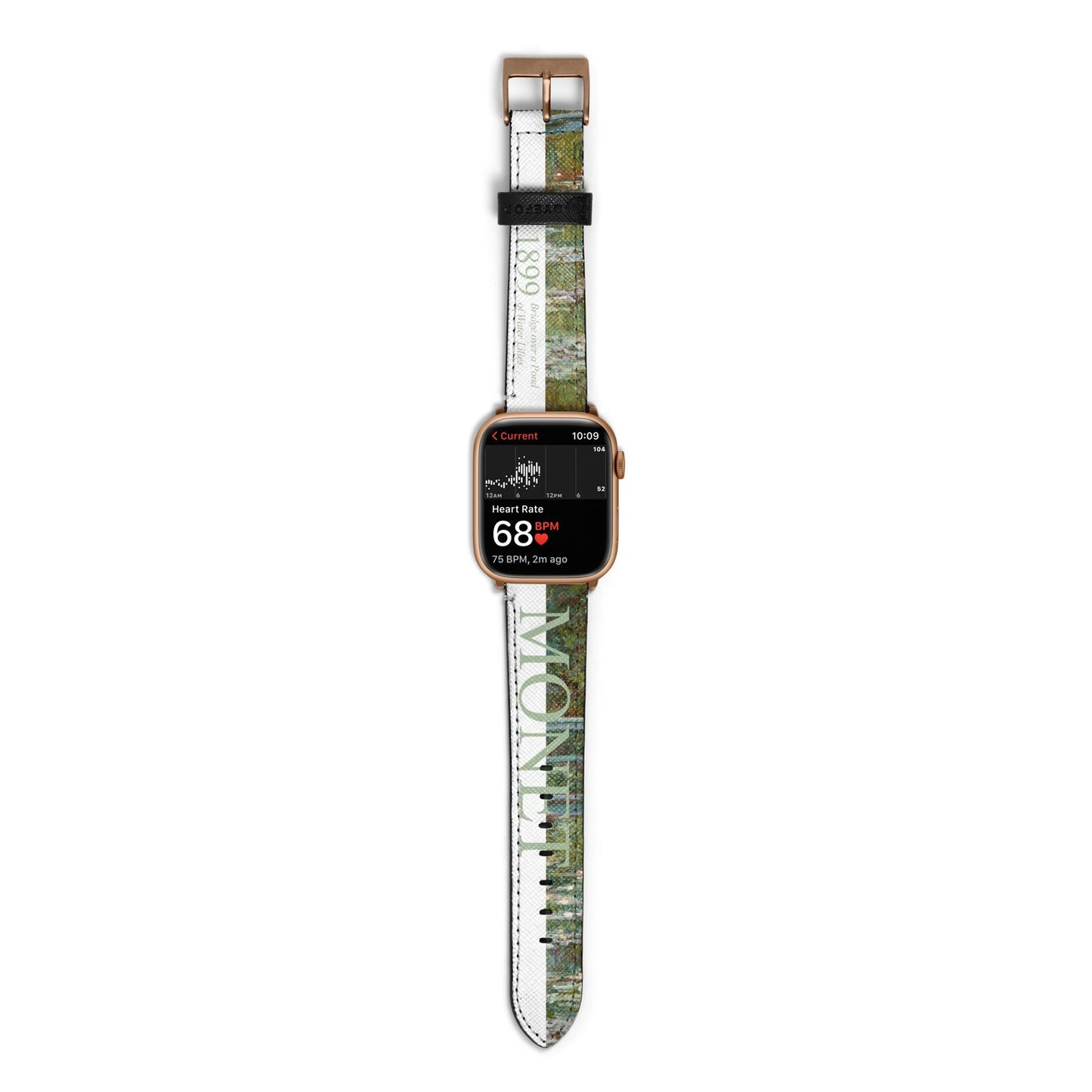 Bridge Over A Pond Of Water Lilies By Monet Apple Watch Strap Size 38mm with Gold Hardware