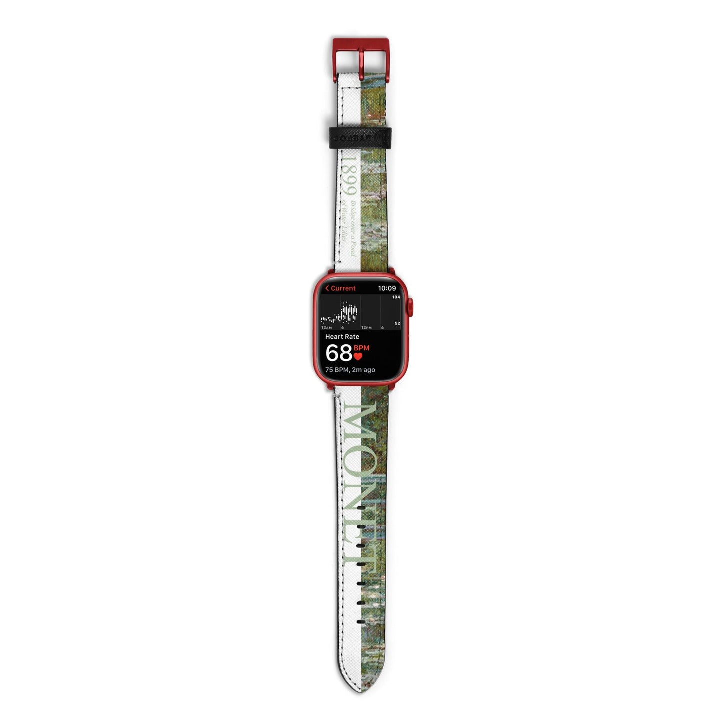 Bridge Over A Pond Of Water Lilies By Monet Apple Watch Strap Size 38mm with Red Hardware