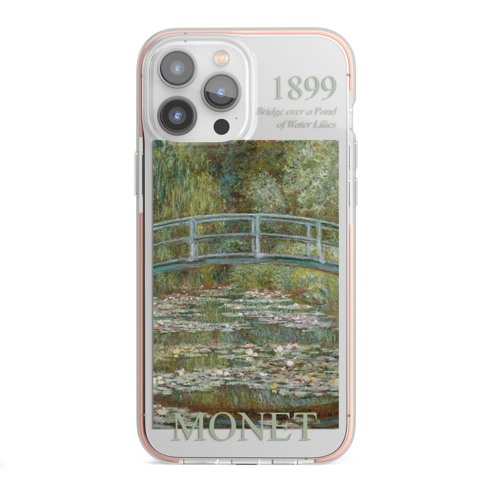 Bridge Over A Pond Of Water Lilies By Monet iPhone 13 Pro Max TPU Impact Case with Pink Edges