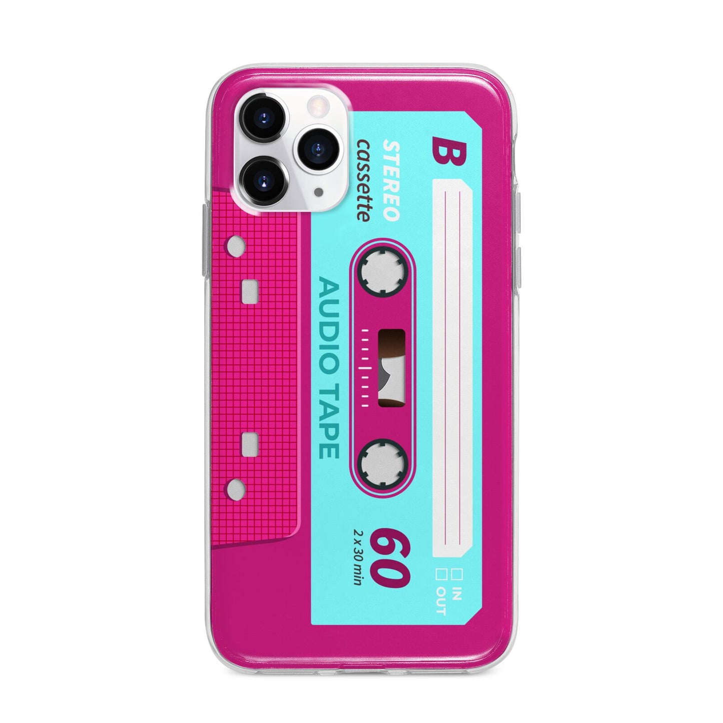 Bright Pink Cassette Tape Apple iPhone 11 Pro Max in Silver with Bumper Case