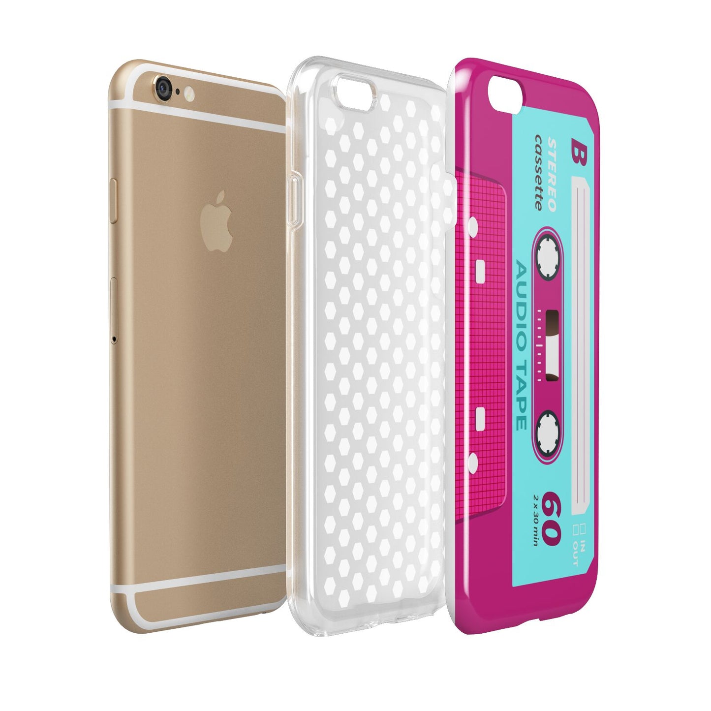 Bright Pink Cassette Tape Apple iPhone 6 3D Tough Case Expanded view