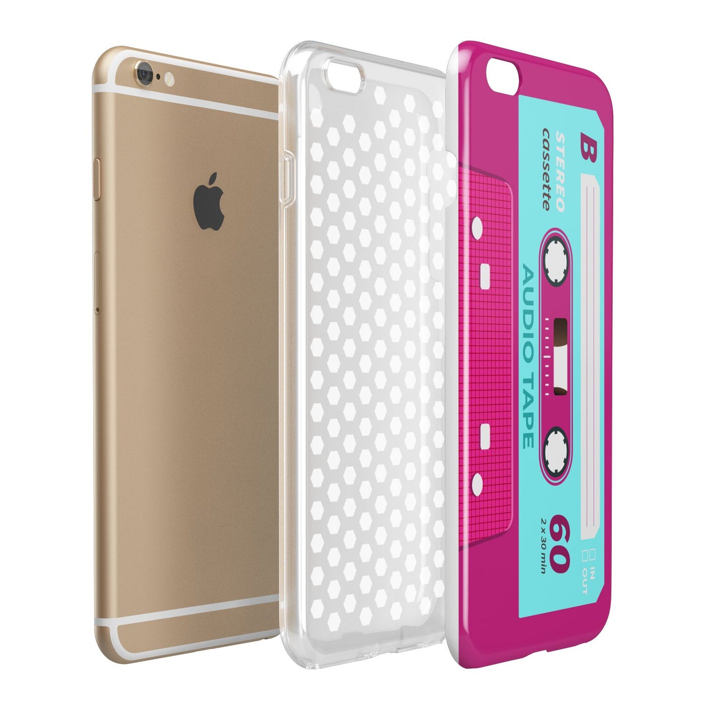 Bright Pink Cassette Tape Apple iPhone 6 Plus 3D Tough Case Expand Detail Image